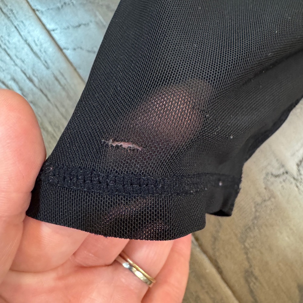 Nanette Lepore XL Black Moto Ribbed‎ Mesh Panel Athletic Leggings - Picture 7 of 7